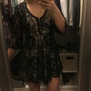 Black Lace A-Line Dress